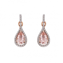 MORGANITE & DIAMOND TEAR DROP EARRINGS